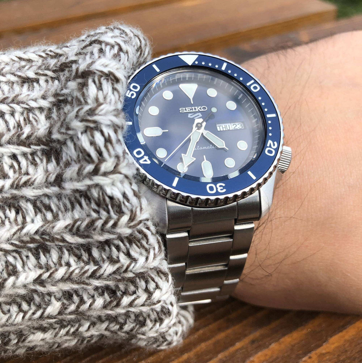 Seiko 5 Sports Automatic Analog Blue Dial Silver Steel Strap Watch For Men - SRPD51K1