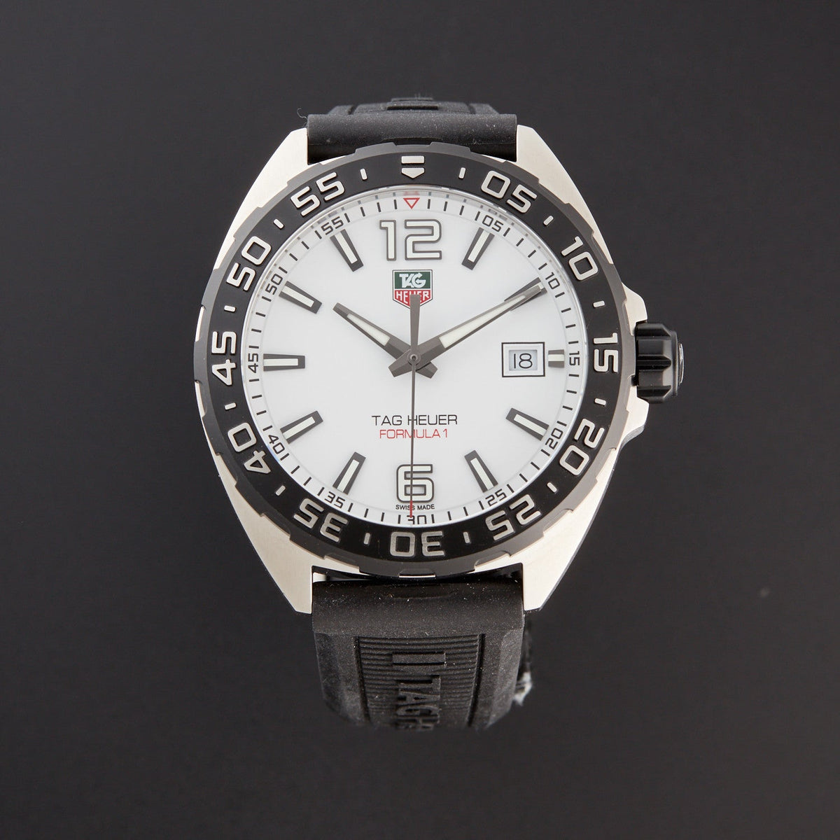 Tag Heuer Formula 1 Quartz White Dial Black Rubber Strap Watch for Men - WAZ1111.FT8023