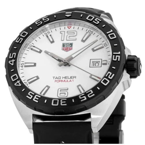 Tag Heuer Formula 1 Quartz White Dial Black Rubber Strap Watch for Men - WAZ1111.FT8023