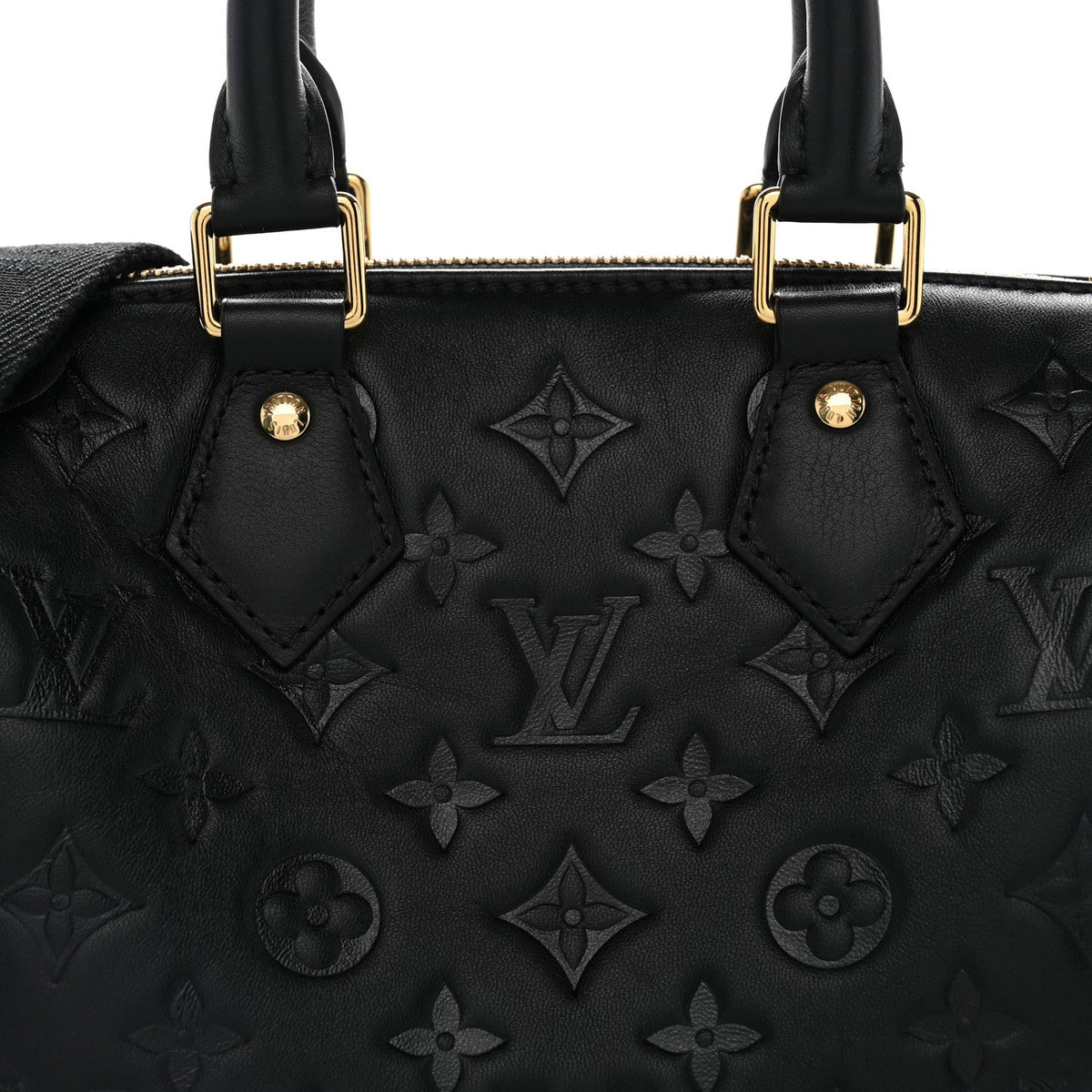Lambskin Embossed Monogram Speedy 22 Bandouliere Black