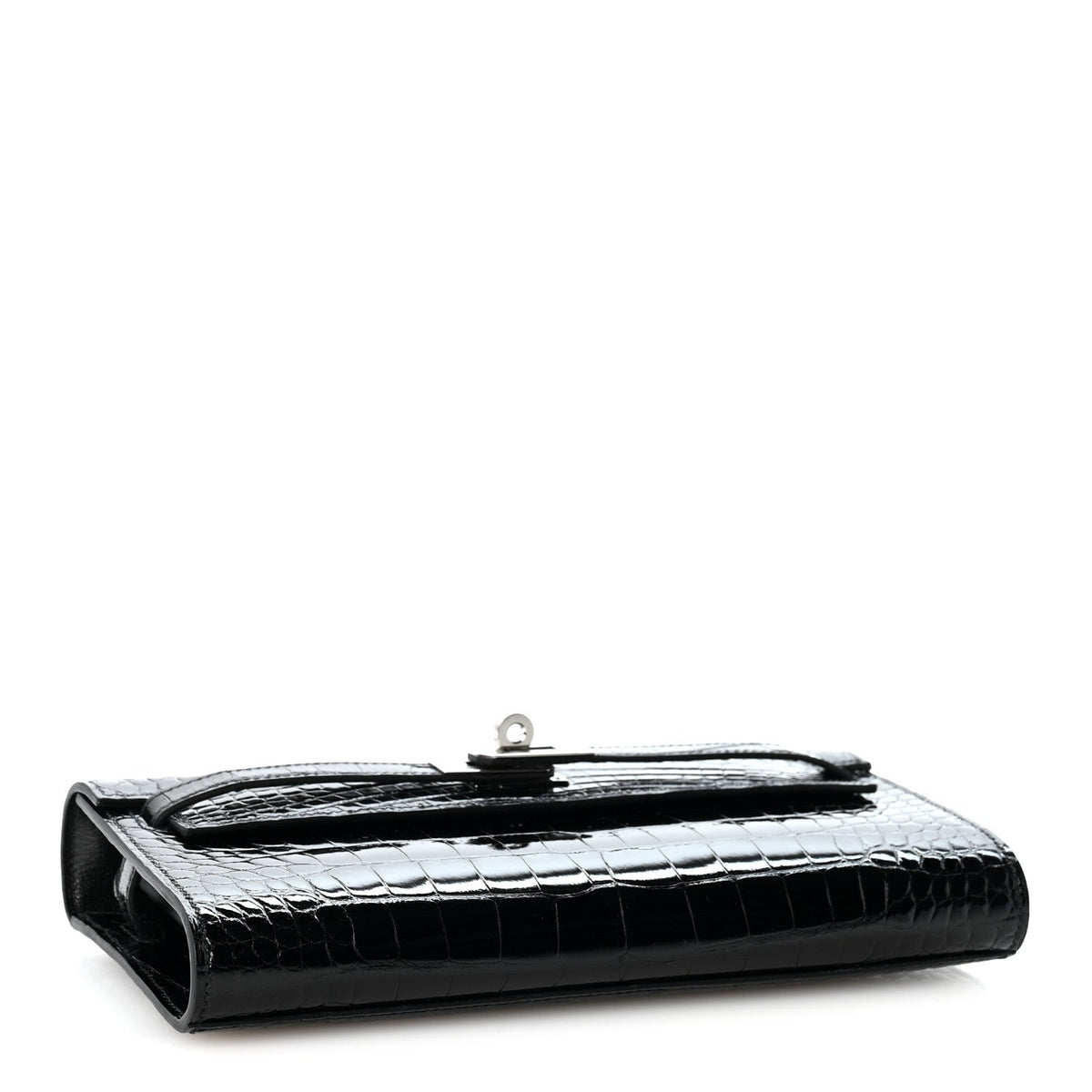Shiny Alligator Kelly Wallet To Go Black