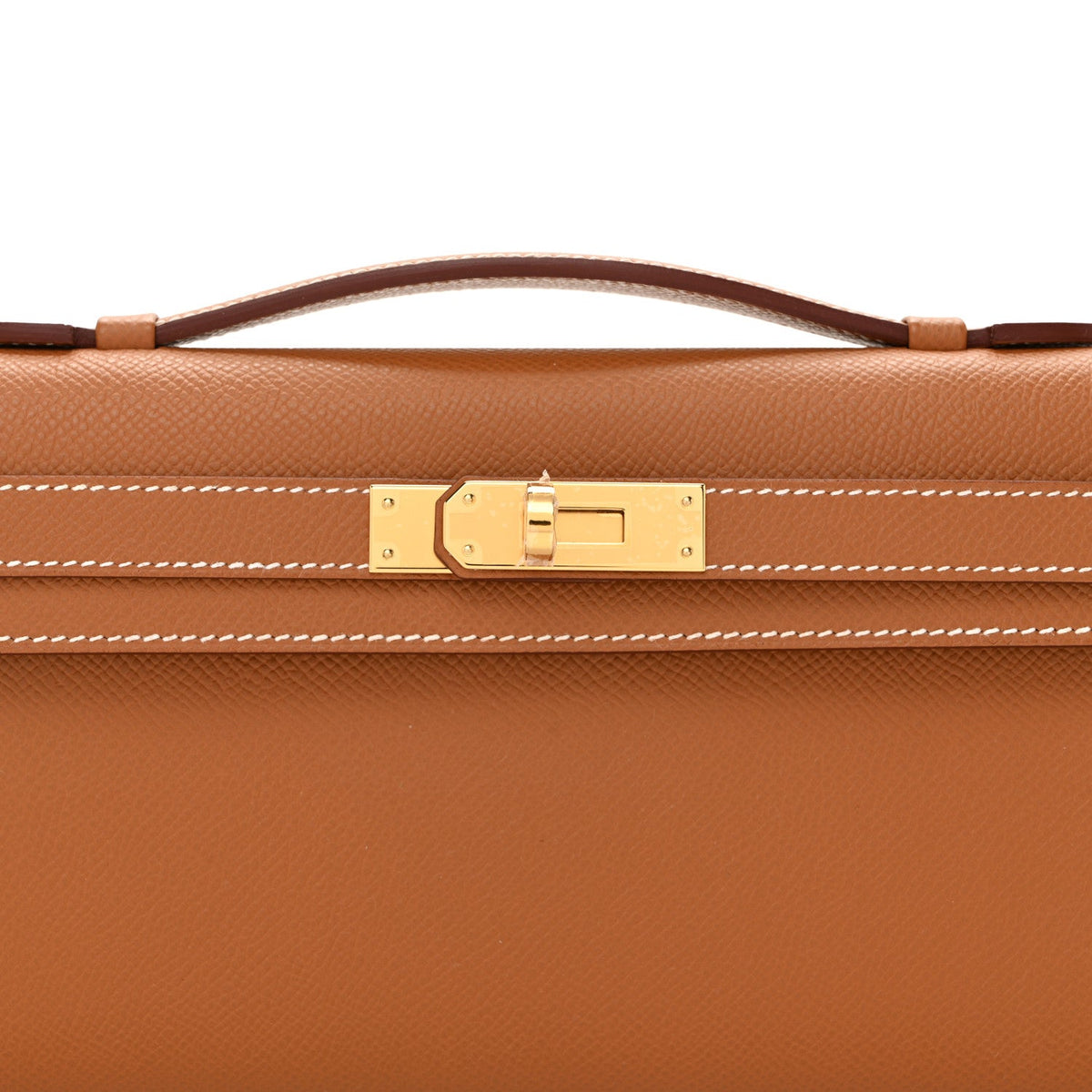 Epsom Kelly Cut Clutch Pochette Gold