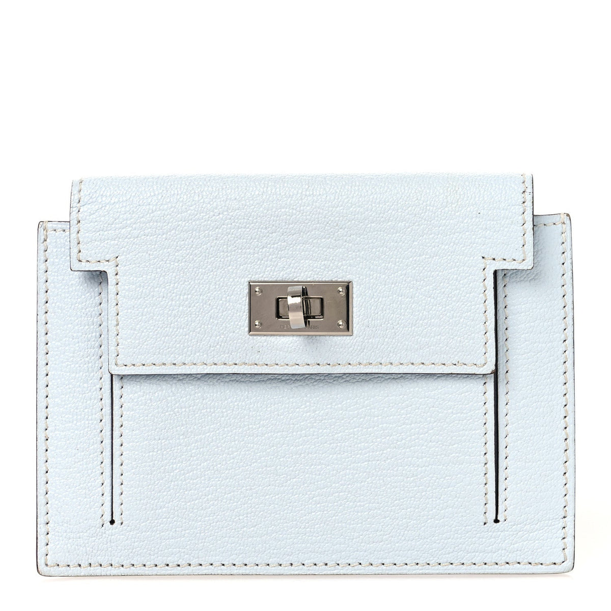 Chevre Mysore Kelly Pocket Compact Wallet Bleu Brume