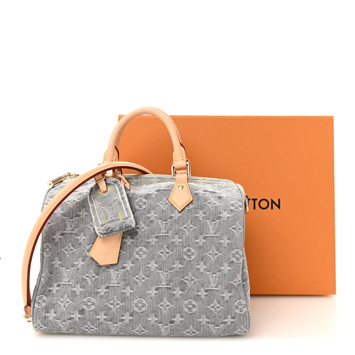 Monogram Denim Speedy Soft 30 Washed Gray