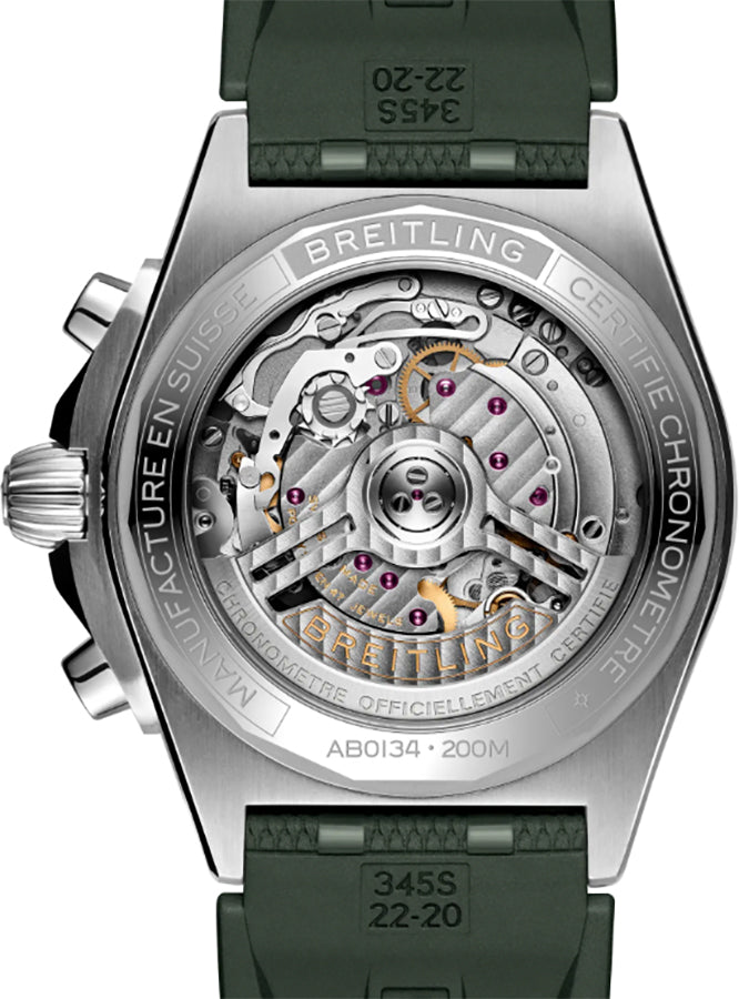Breitling Chronomat B01 42 Green Rubber Strap Men's Watch AB0134101L2S1