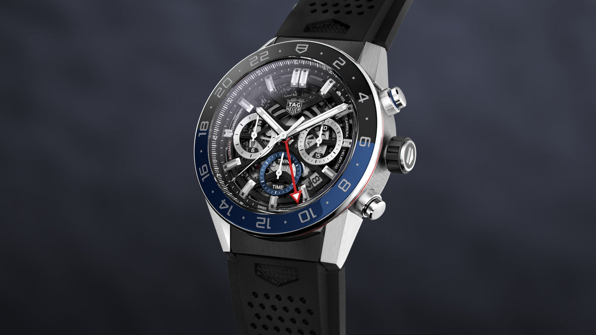 Tag Heuer Carrera Automatic Chronograph Steel & Ceramic Black Dial Black Rubber Strap Watch for Men - CBG2A1Z.FT6157