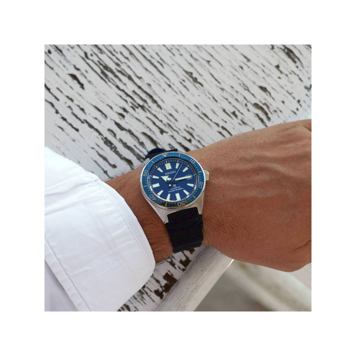 Seiko Prospex Analogue Automatic Diver Blue Dial Black Rubber Strap Watch For Men - SPB053J1