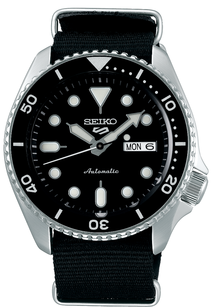 Seiko 5 Sports SKX Automatic Black Dial Black NATO Strap Watch For Men - SRPD55K3
