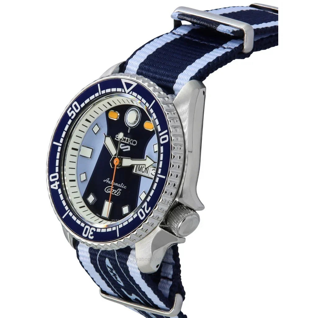 Seiko 5 Sports Honda Super Cub Limited Edition Blue Dial Two Tone NATO Strap Watch For Men - SRPK37K1