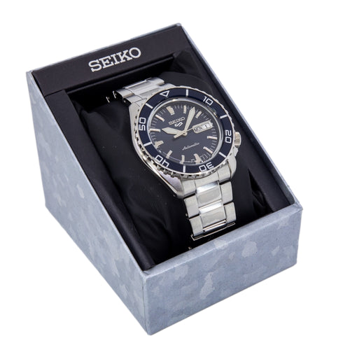 Seiko 5 Sports Automatic Blue Dial Silver Steel Strap Watch for Men - SRPK97K1