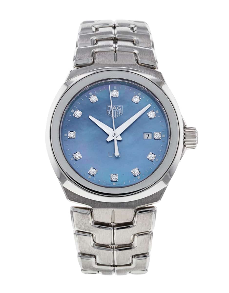 Tag Heuer Link Quartz Diamonds Blue Mother of Pearl Dial Silver Steel Strap Watch for Women - WBC1313.BA0600