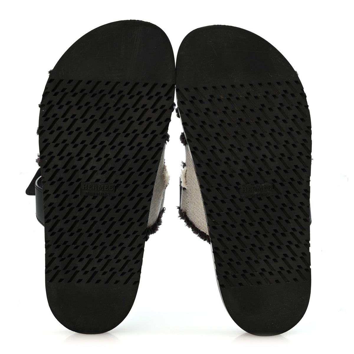 Techno Fringed H Canvas Caflskin Womens Chypre Sandals Prunoir Black