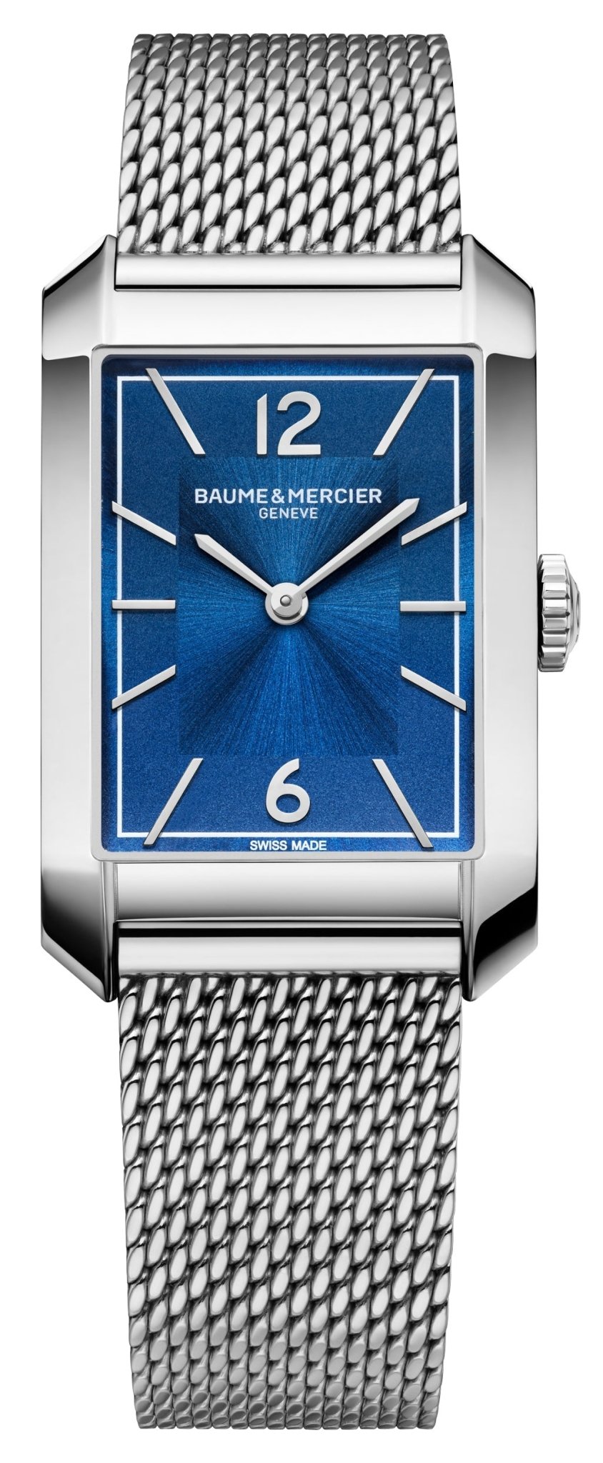 Baume & Mercier Hampton Stainless Steel Mesh Blue Dial Quartz Mens Watch M0A10671