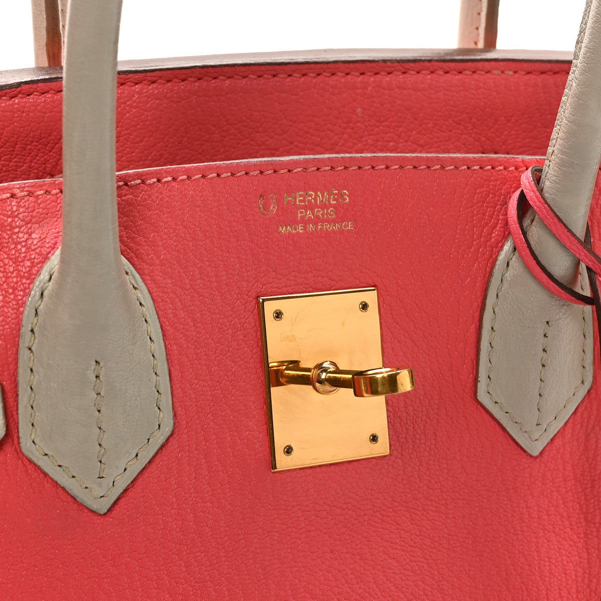 Chevre Mysore Horseshoe Birkin 30 Rose Lipstick Gris Perle