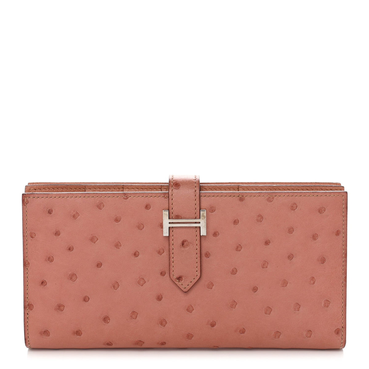Ostrich Bearn Gusset Wallet Terre Cuite