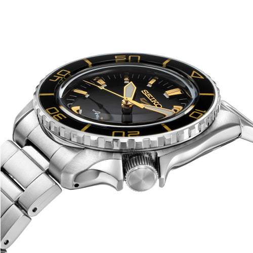 Seiko 5 Sport Automatic SKX Series Black Dial Silver Steel Strap Watch for Men - SRPK99K1