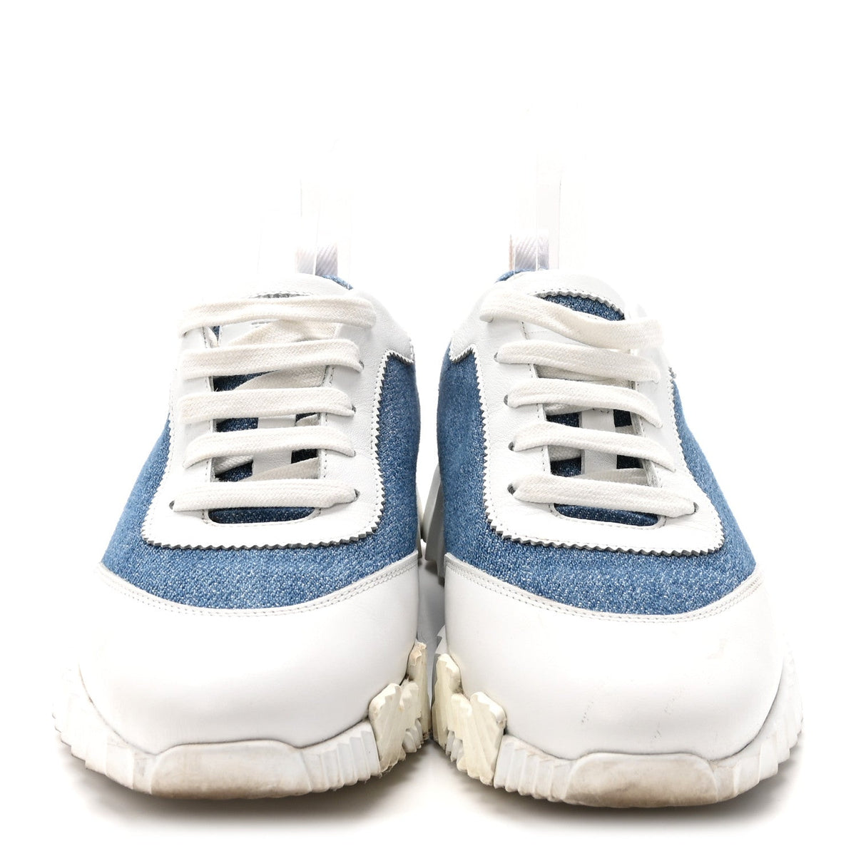 Denim Suede Goatskin Bouncing Sneakers Bleu Clair White