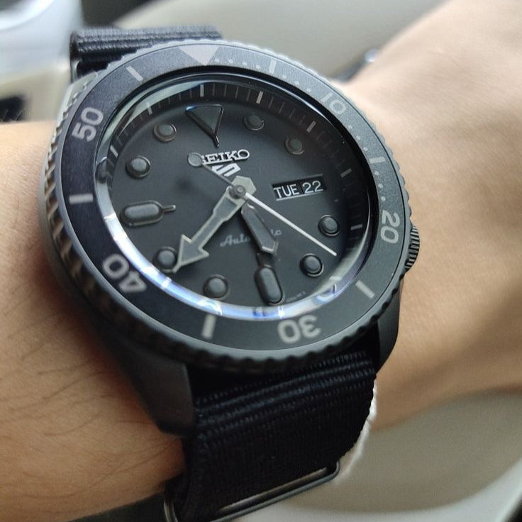Seiko 5 Sports Automatic Black Dial Black NATO Strap Watch For Men - SRPD79K1