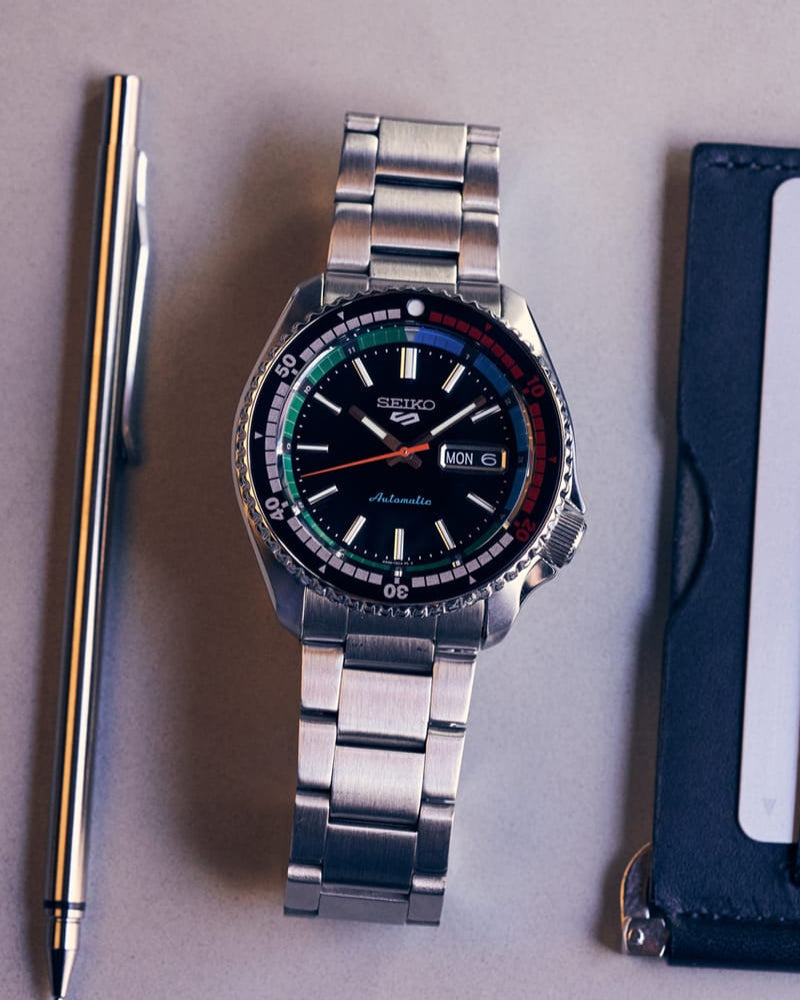 Seiko 5 Sports SKX Series Regatta Timer Retro Blue Dial Silver Steel Strap Watch For Men - SRPK13K1