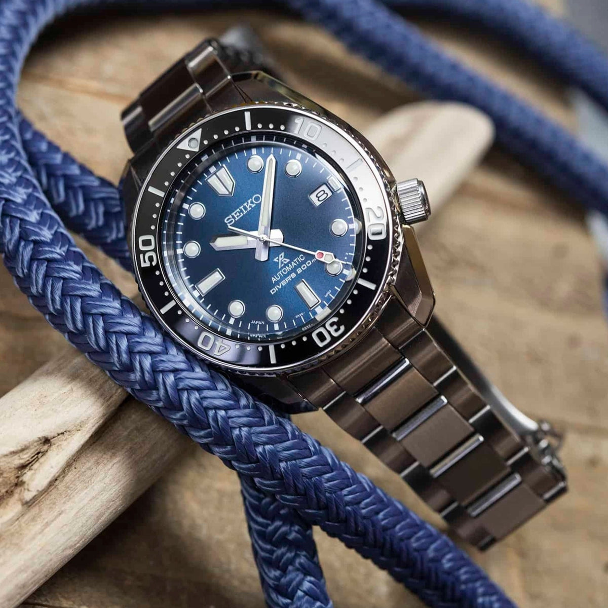 Seiko Prospex Marinemaster Automatic Scuba Divers Blue Dial Silver Steel Strap Watch for Men - SPB187J1