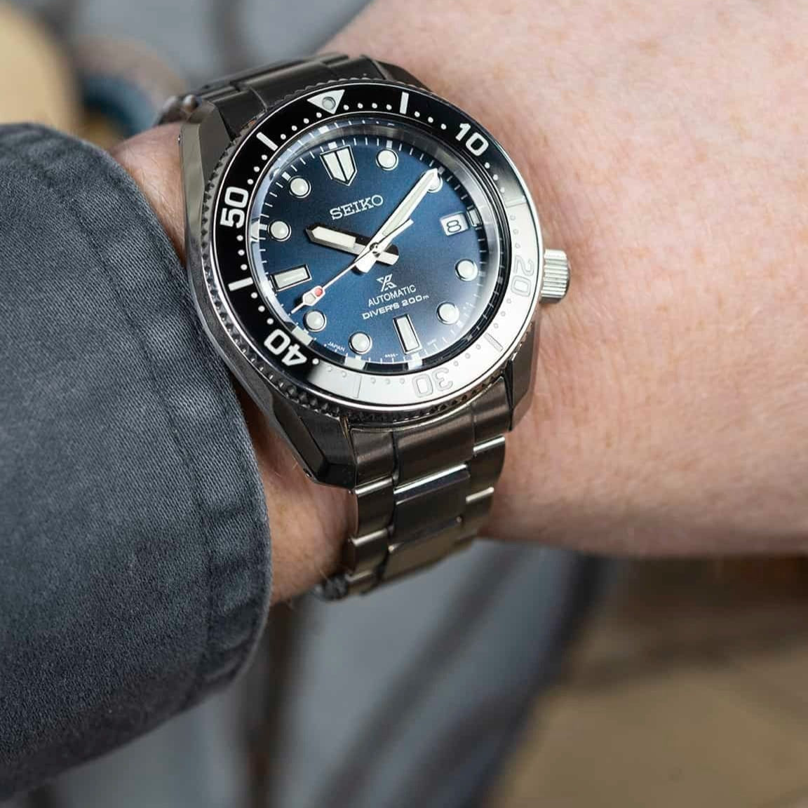 Seiko Prospex Marinemaster Automatic Scuba Divers Blue Dial Silver Steel Strap Watch for Men - SPB187J1