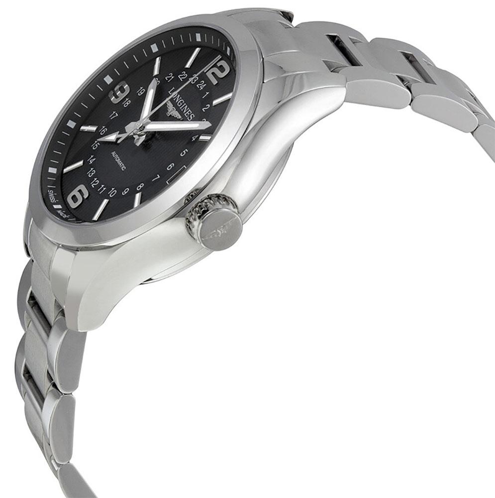 Longines Conquest Classic Automatic Stainless Steel Black Dial GMT Date Mens Watch L2.799.4.56.6