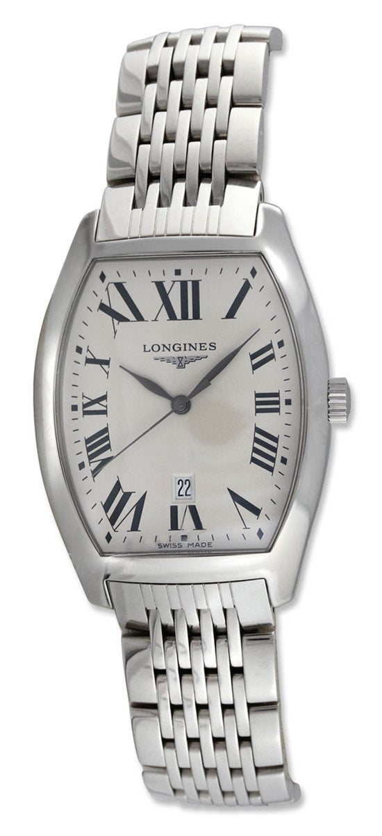Longines Evidenza Stainless Steel Tonneau Silver Dial Date Quartz Mens Watch L2.655.4.71.6
