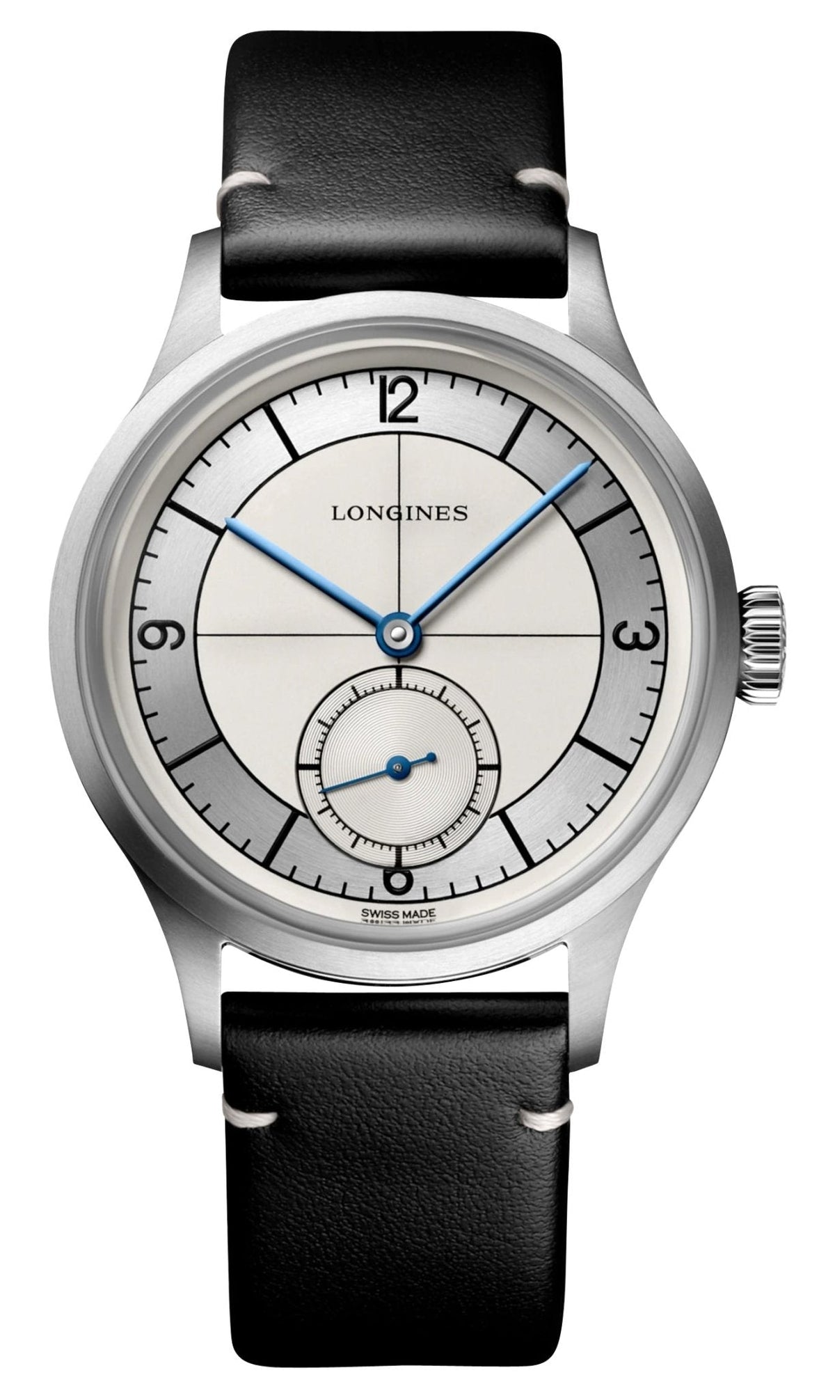 Longines Heritage Classic Automatic Stainless Steel Silver Dial Black/Blue Interchangeable Leather Strap Mens Watch L2.828.4.73.0