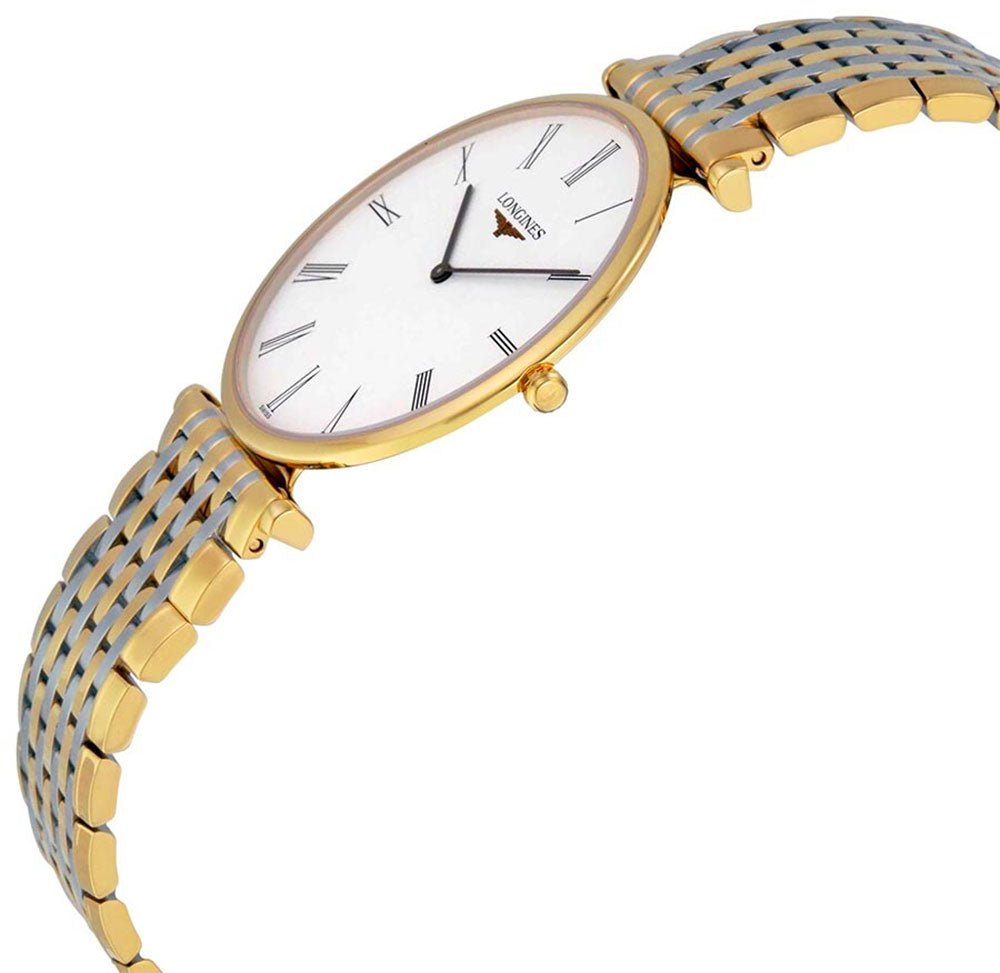 Longines La Grand Classique Yellow Gold PVD and Stainless Steel White Dial Quartz Mens Watch L4.766.2.11.7