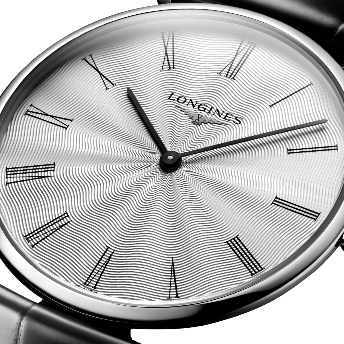Longines La Grande Classique Midsize 36mm Quartz Silver Dial Black Leather Mens Watch L4.755.4.71.2