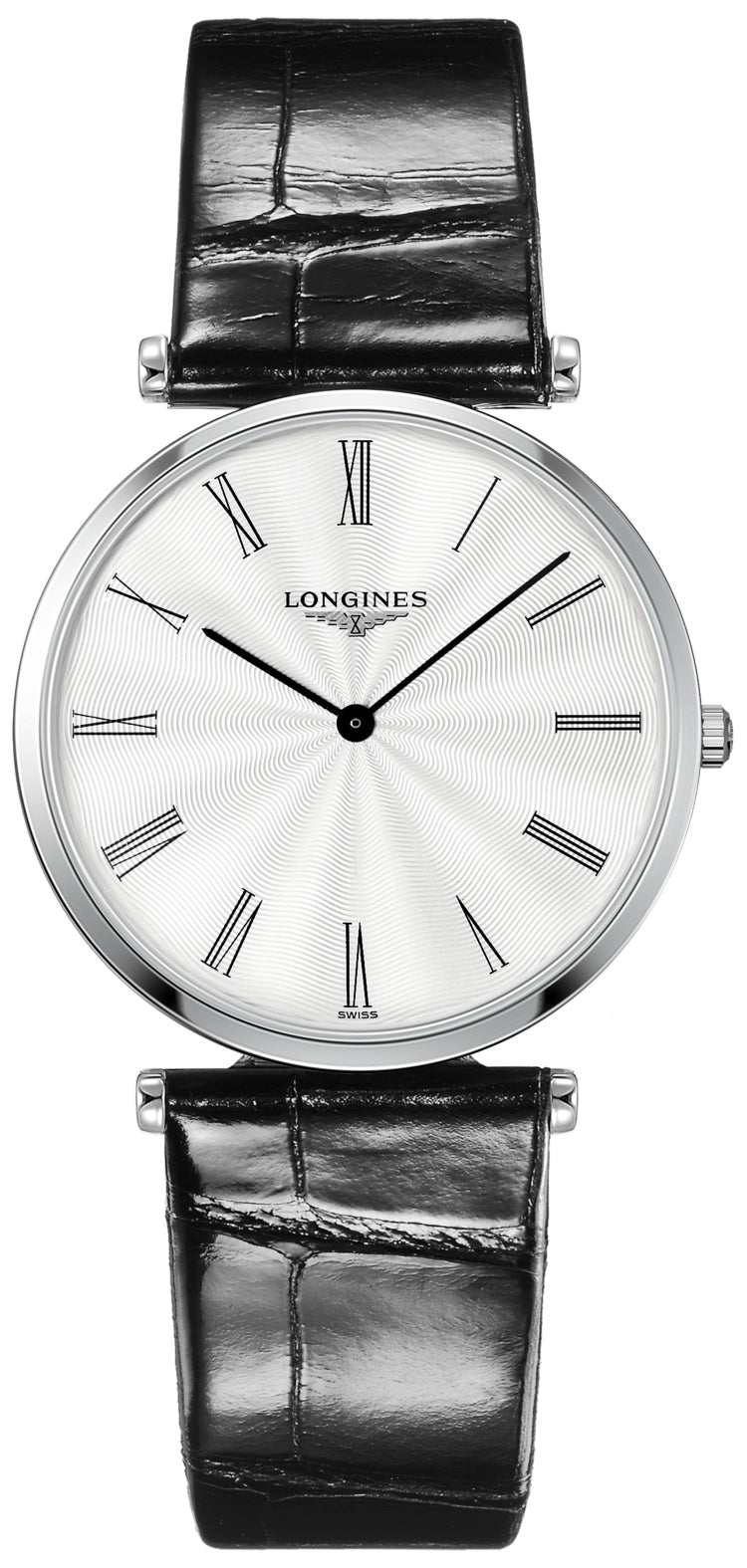 Longines La Grande Classique Midsize 36mm Quartz Silver Dial Black Leather Mens Watch L4.755.4.71.2