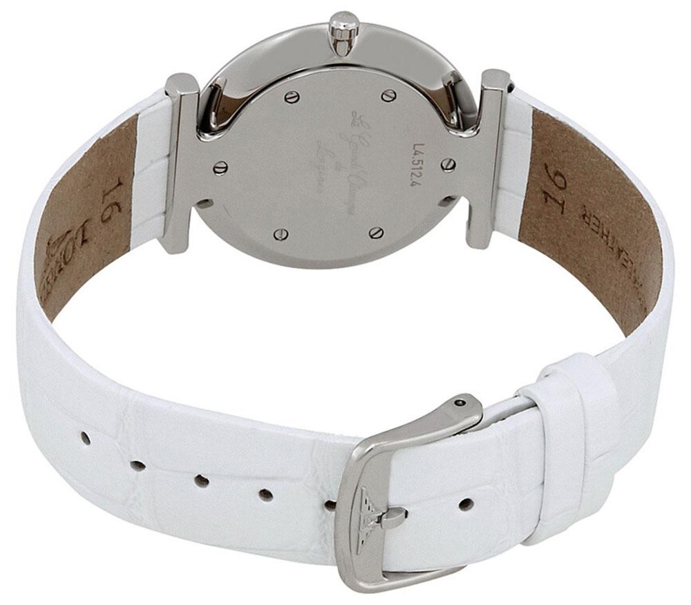 Longines La Grande Classique Stainless Steel Mother-Of-Pearl Dial White Leather Strap Quartz Womens Watch L4.512.4.05.2