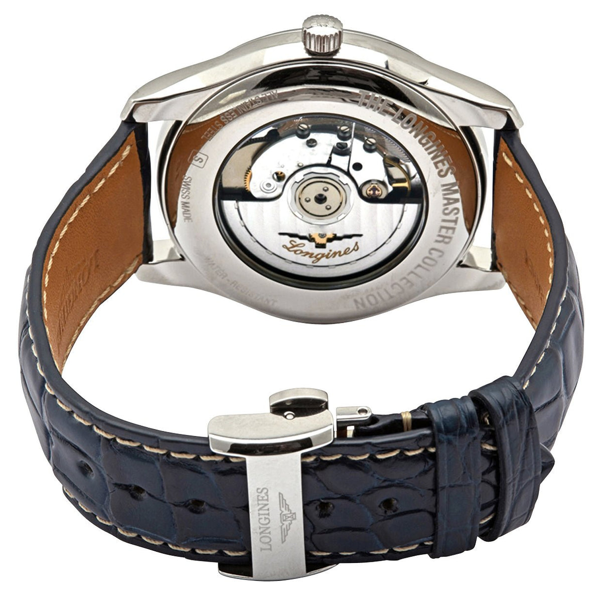 Longines Master Collection Automatic Stainless Steel Blue Dial Blue Leather Strap Moonphase Date Mens Watch L2.909.4.92.0