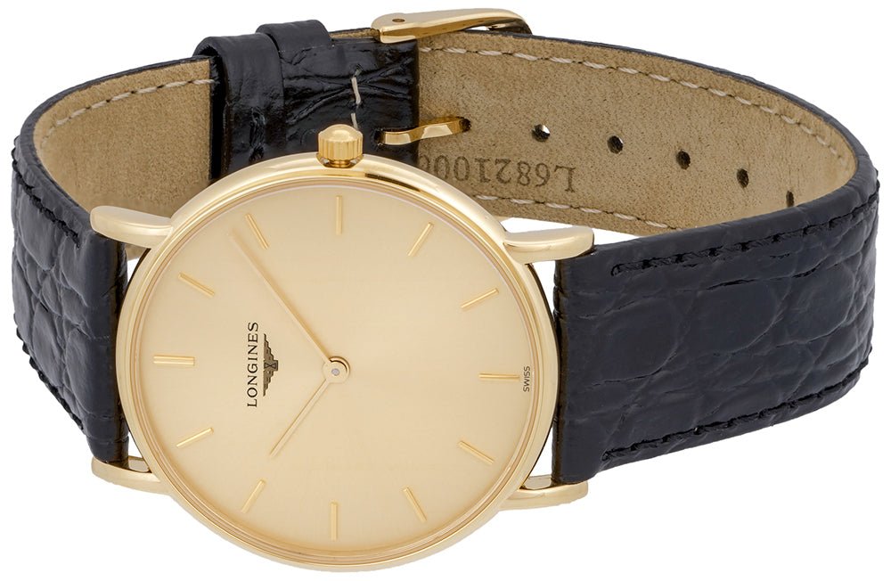 Longines Presence 18kt Solid Gold Mens Strap Luxury Swiss Quartz Watch L4.802.6.32.2