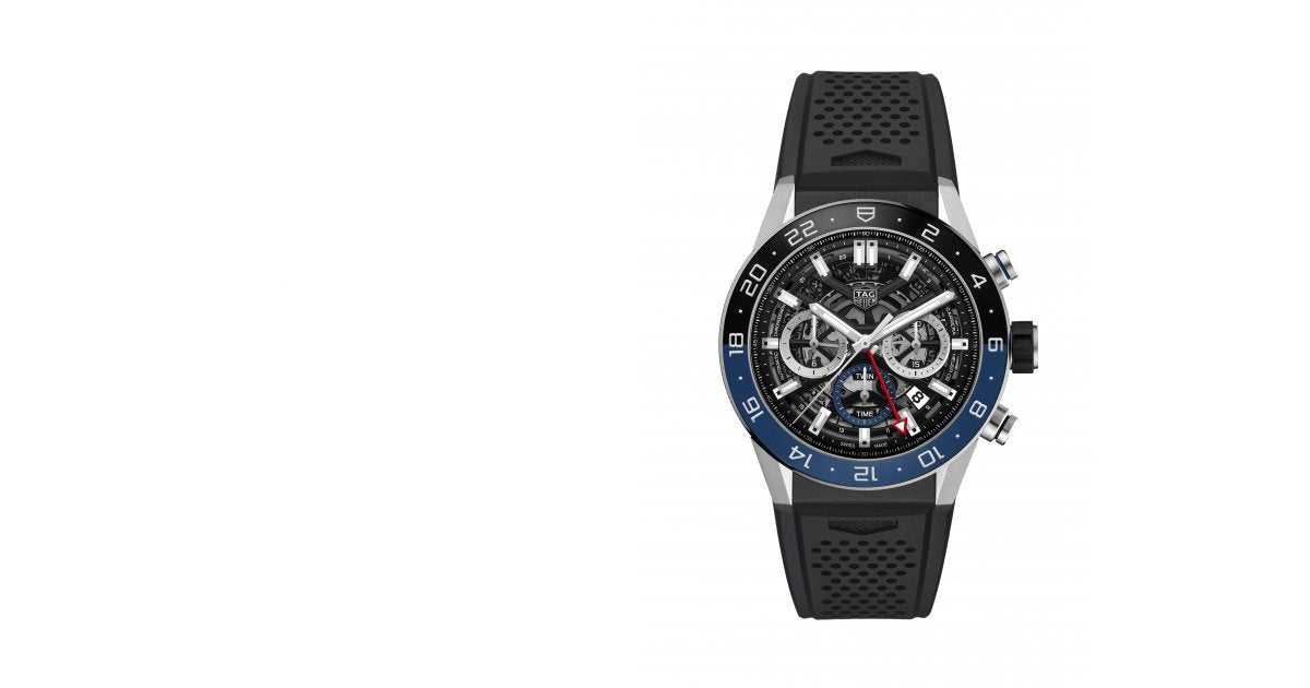 Tag Heuer Carrera Automatic Chronograph Steel & Ceramic Black Dial Black Rubber Strap Watch for Men - CBG2A1Z.FT6157