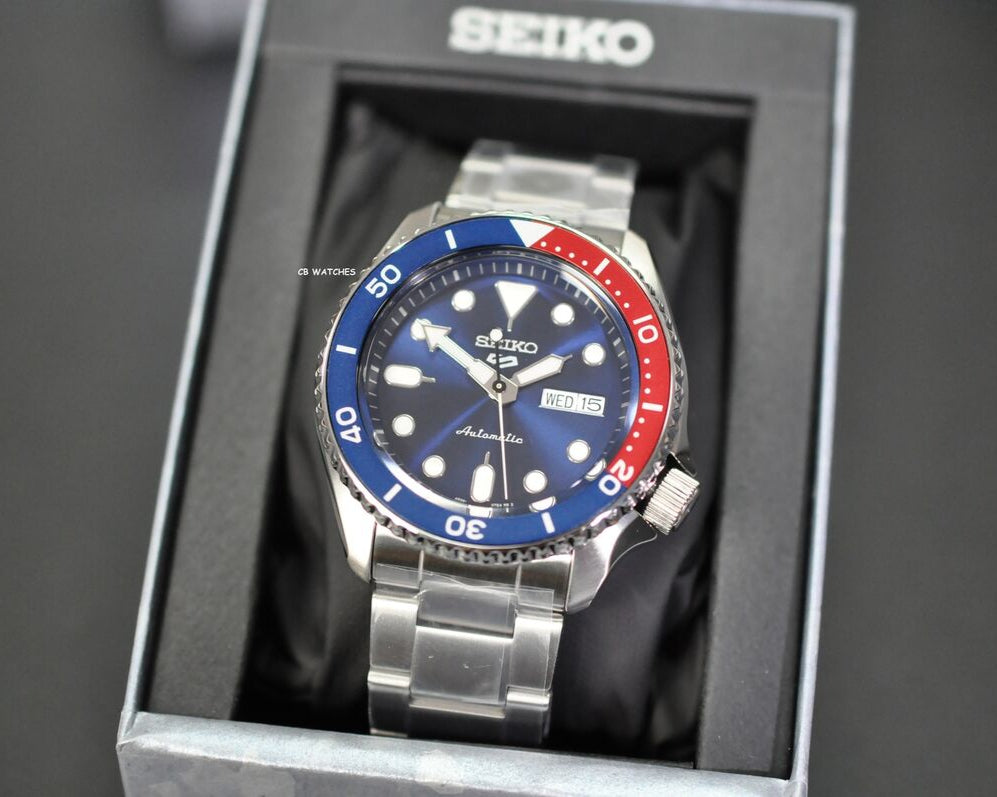 Seiko 5 Sports Automatic Blue Dial Silver Steel Strap Watch For Men - SRPD53K1