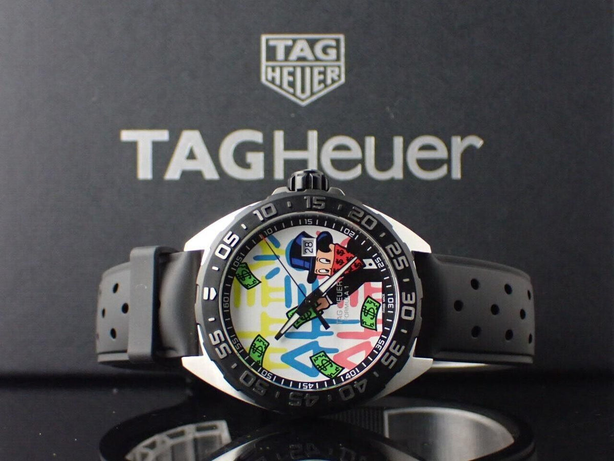 Tag Heuer Formula 1 Alec Monopoly Special Edition Black Rubber Strap Watch for Men - WAZ1119.FT8023