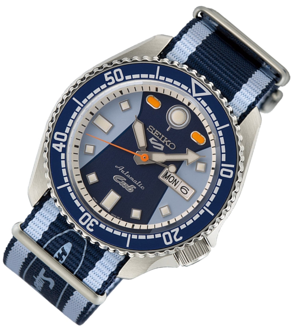 Seiko 5 Sports Honda Super Cub Limited Edition Blue Dial Two Tone NATO Strap Watch For Men - SRPK37K1