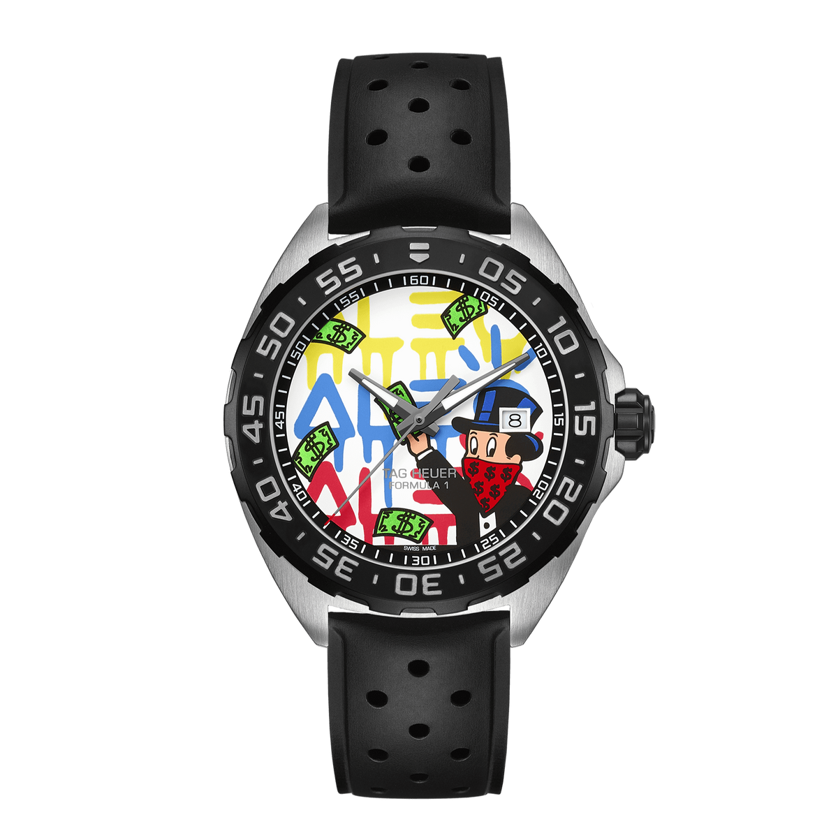 Tag Heuer Formula 1 Alec Monopoly Special Edition Black Rubber Strap Watch for Men - WAZ1119.FT8023