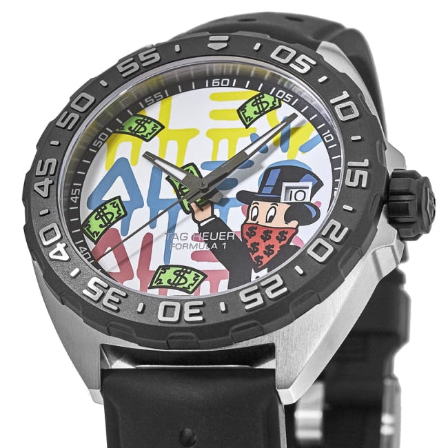 Tag Heuer Formula 1 Alec Monopoly Special Edition Black Rubber Strap Watch for Men - WAZ1119.FT8023