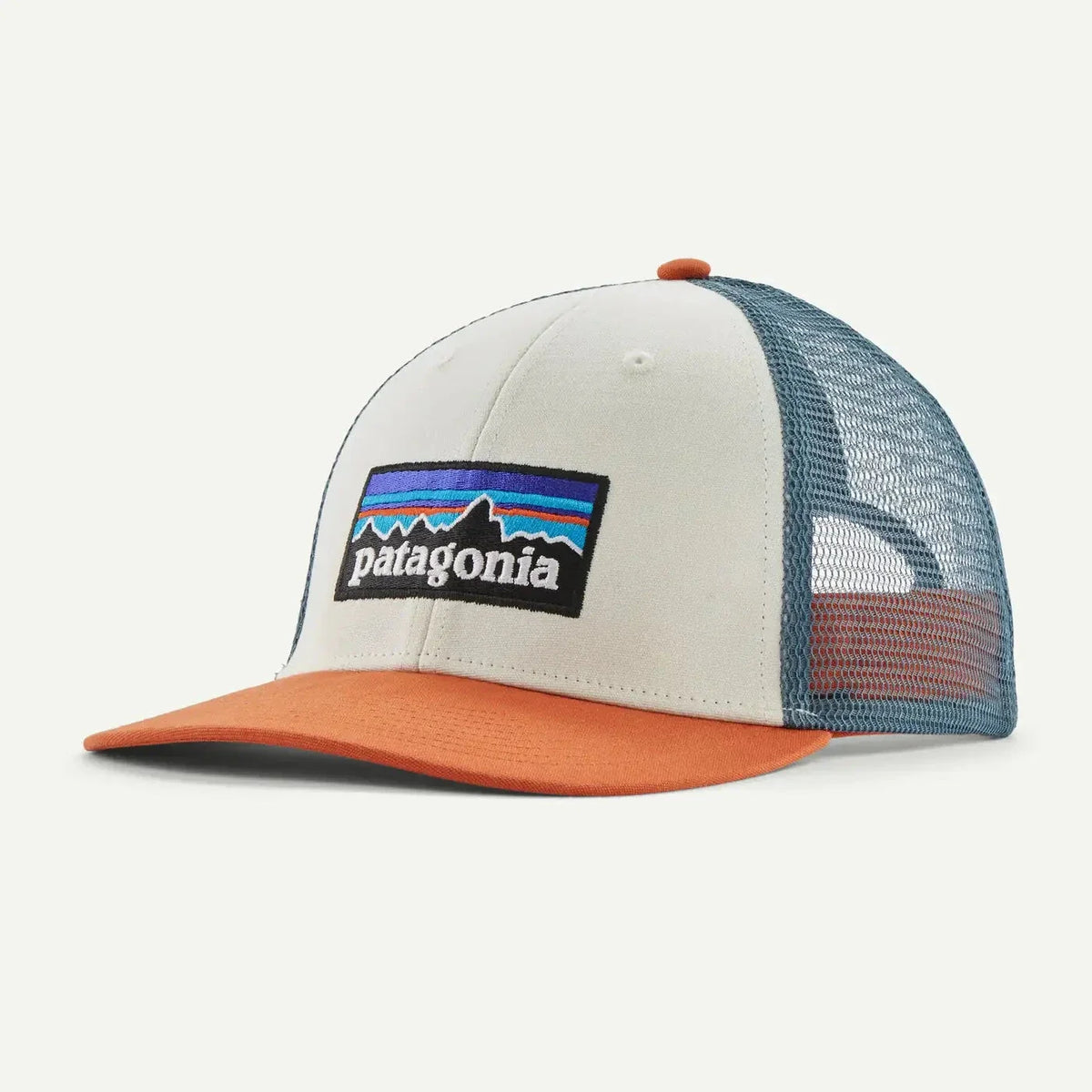 Patagonia P-6 Logo LoPro Trucker Hat – White with Redtail Rust