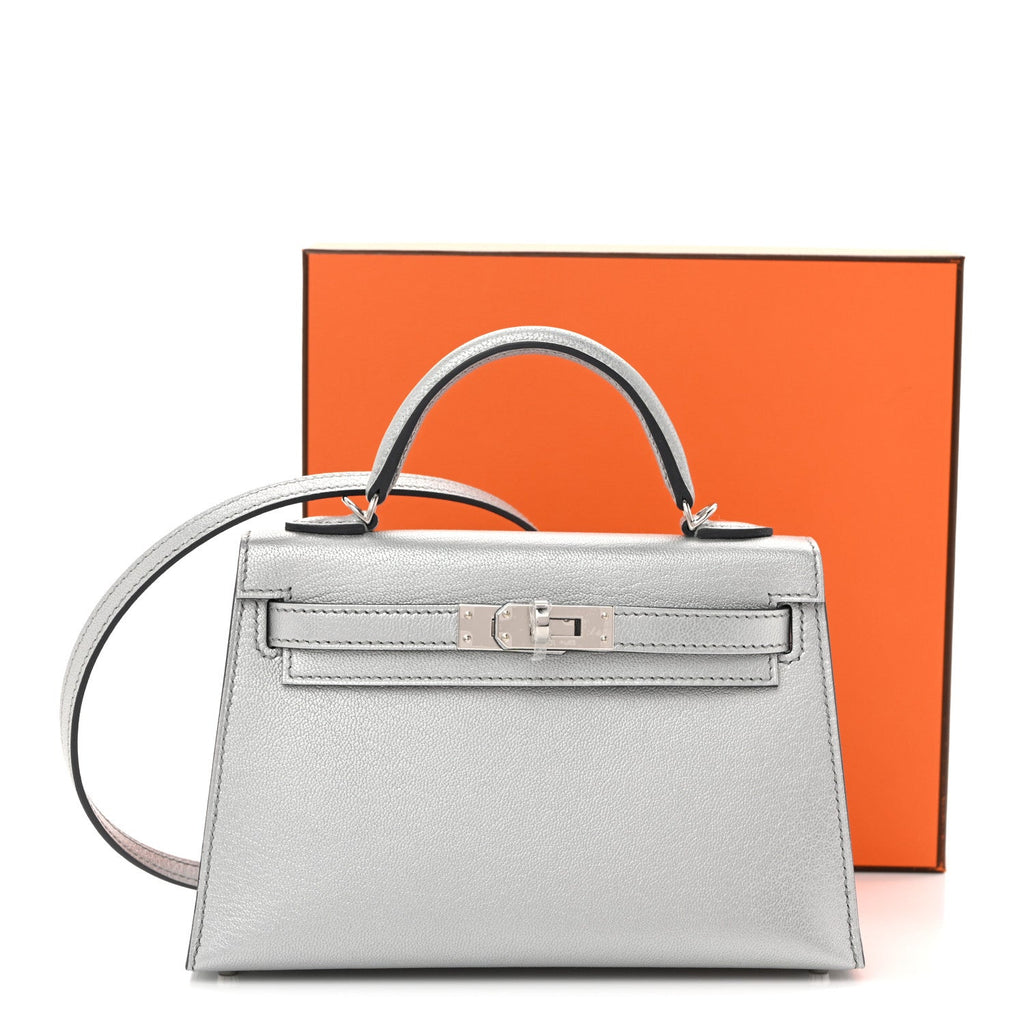 Metallic Chevre Chamkilight Mini Kelly Sellier 20 Argent