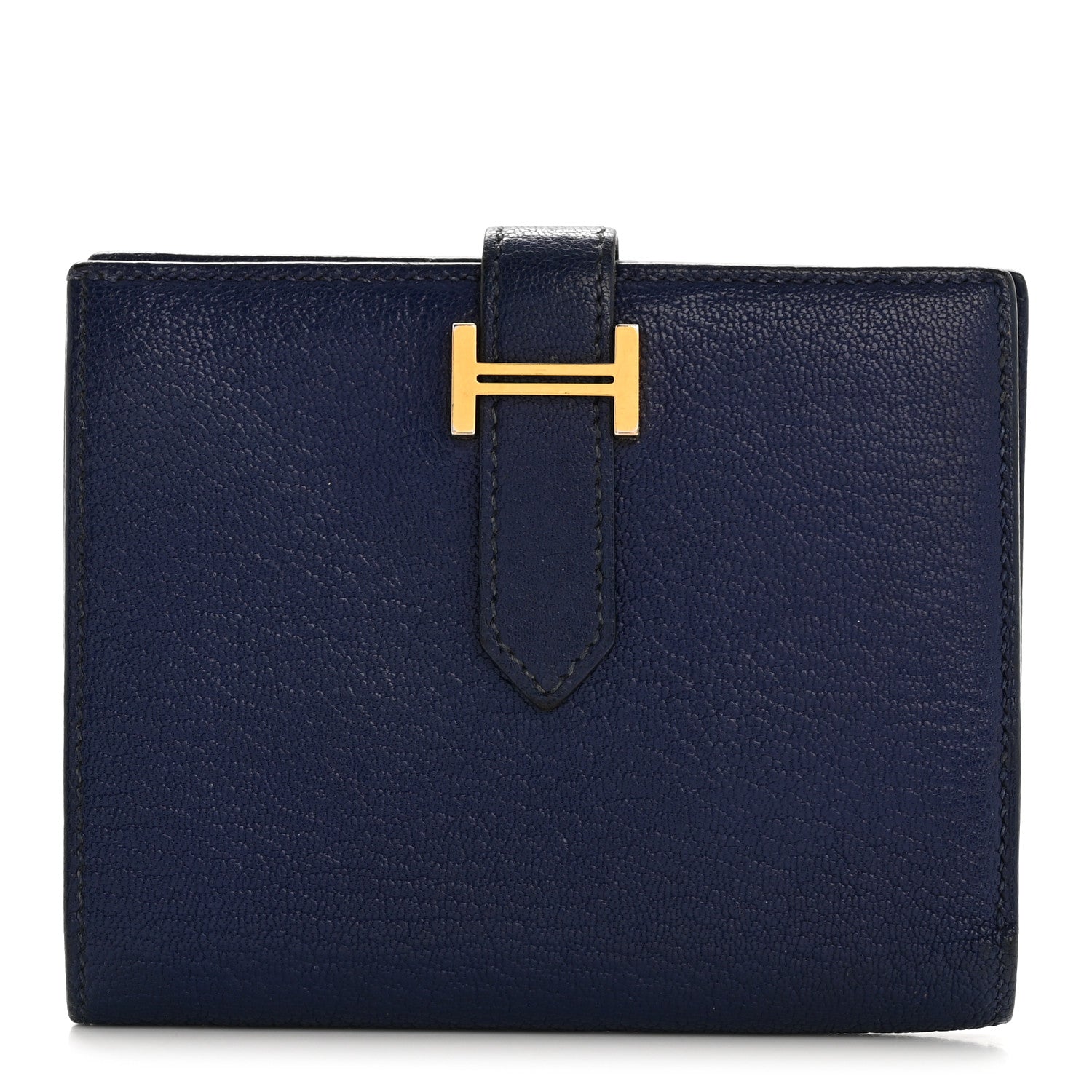 Chevre Mysore Bearn Compact Wallet Bleu Encre