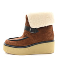 Suede Shearling Womens Hemisphere Ankle Boots 37.5 Brown