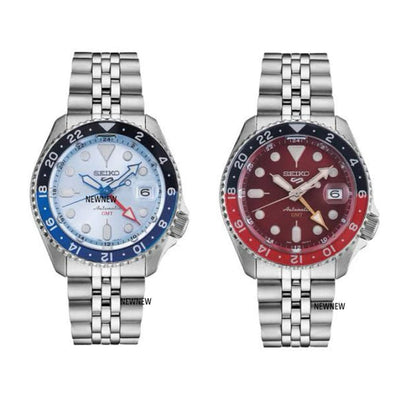 Seiko 5 Sports Automatic GMT SKX Sports Style Asia Exclusive Limited Edition Ice Blue Dial Silver Steel Strap Watch For Men - SSK029K1
