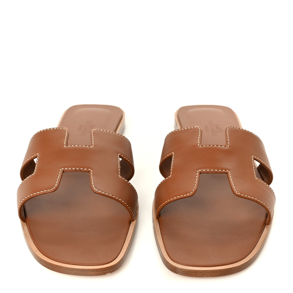 Box Calfskin Oran Sandals 37.5 Gold