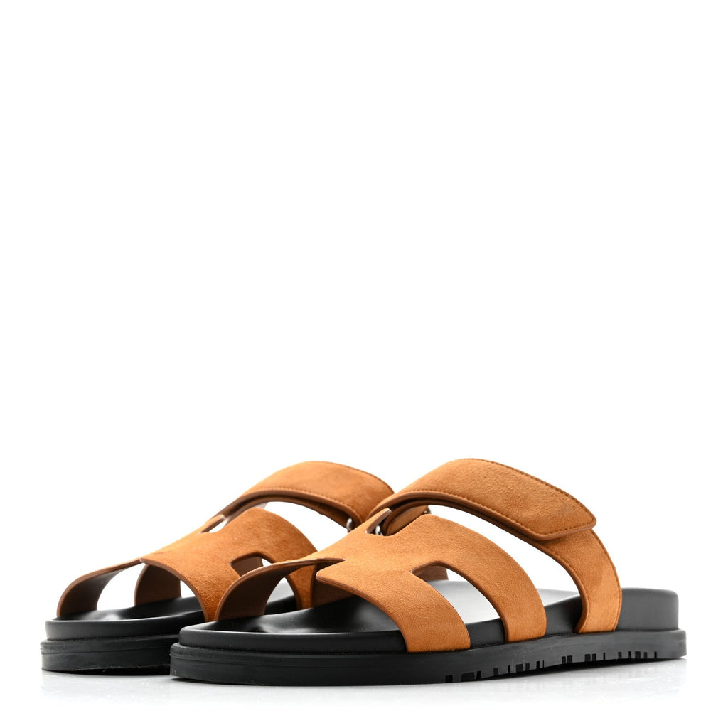 Suede Goatskin Womens Chypre Sandals 38 Naturel