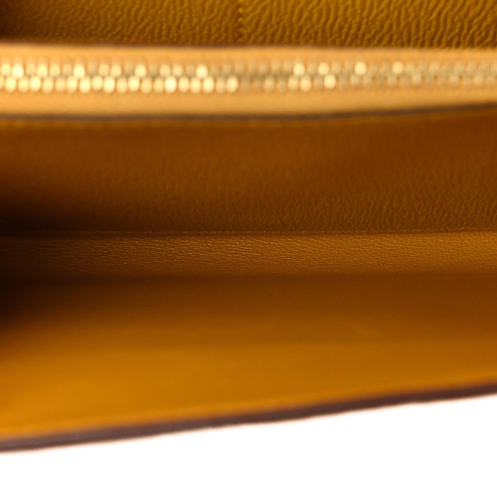 Shiny Alligator Constance Short Wallet Jaune Ambre