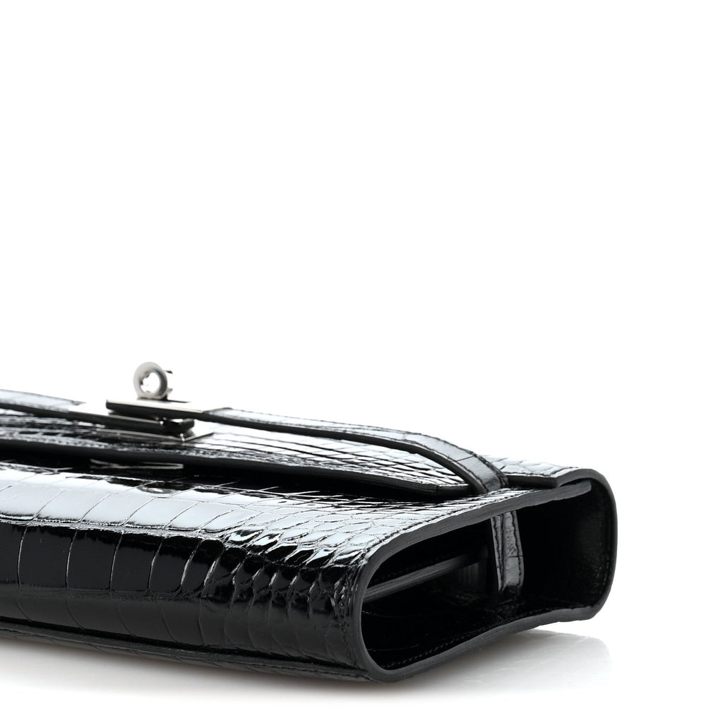 Shiny Alligator Kelly Wallet To Go Black