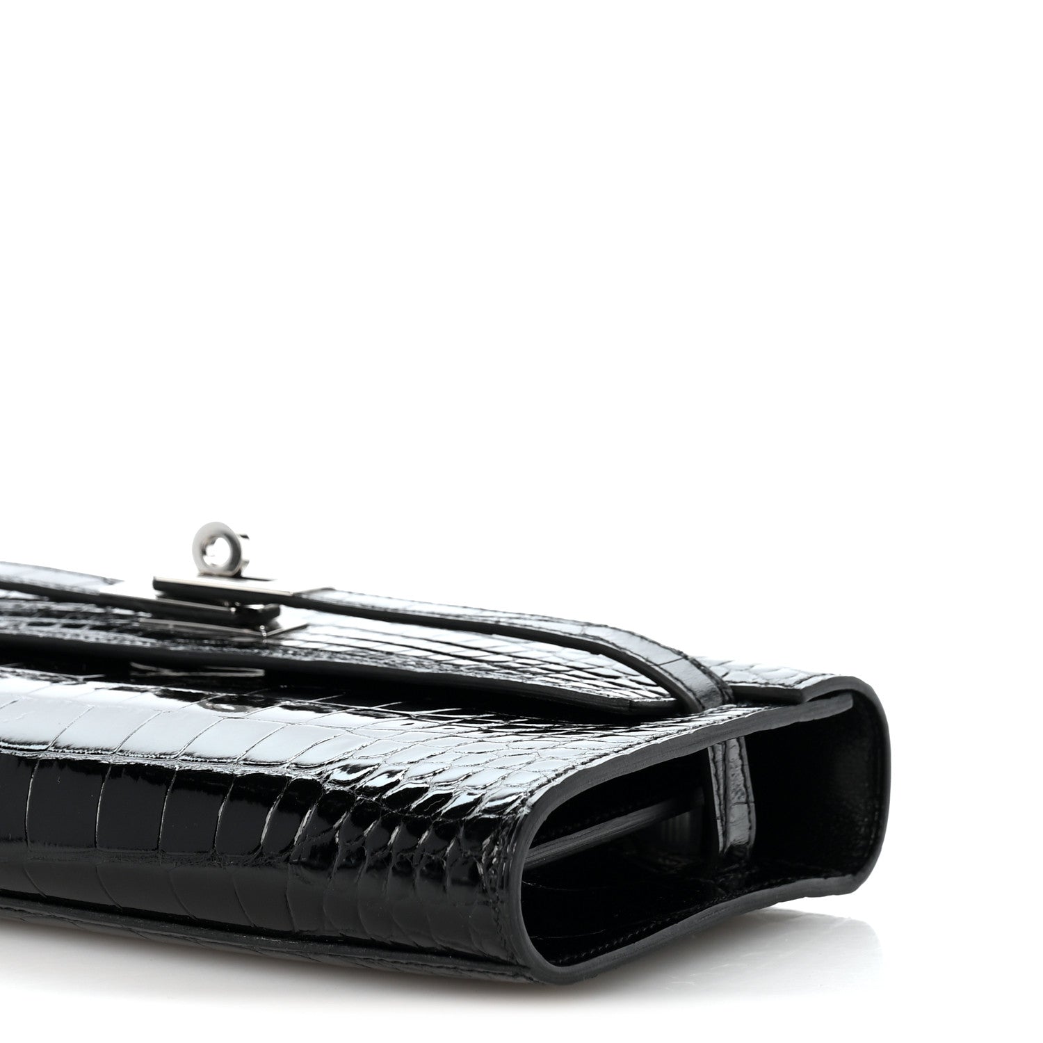 Shiny Alligator Kelly Wallet To Go Black